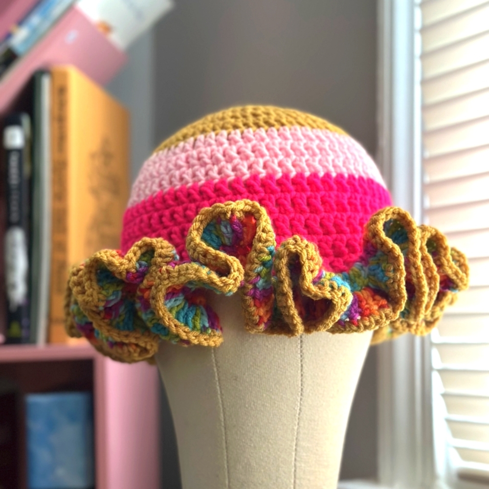 Handmade Colorful Crochet Ruffle Hat